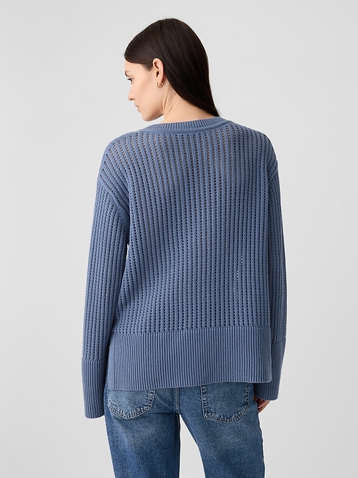 Image number 2 showing, Relaxed Crochet V-Neck Sweater