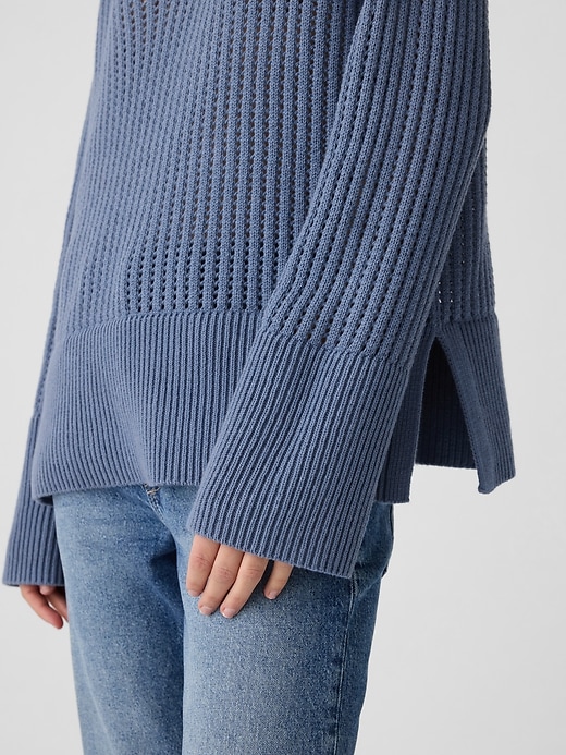Image number 9 showing, Relaxed Crochet V-Neck Sweater