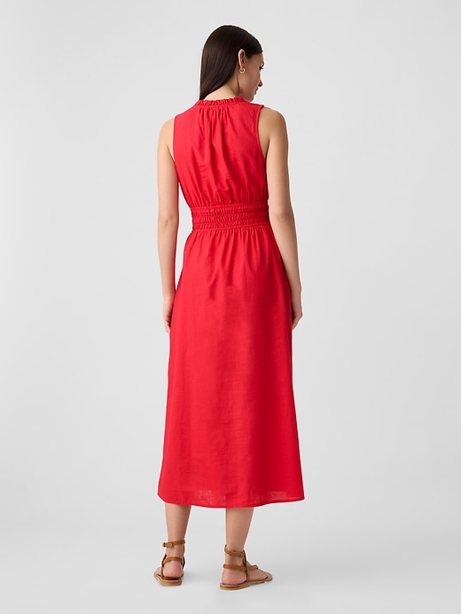 Image number 2 showing, Linen-Blend Splitneck Maxi Dress