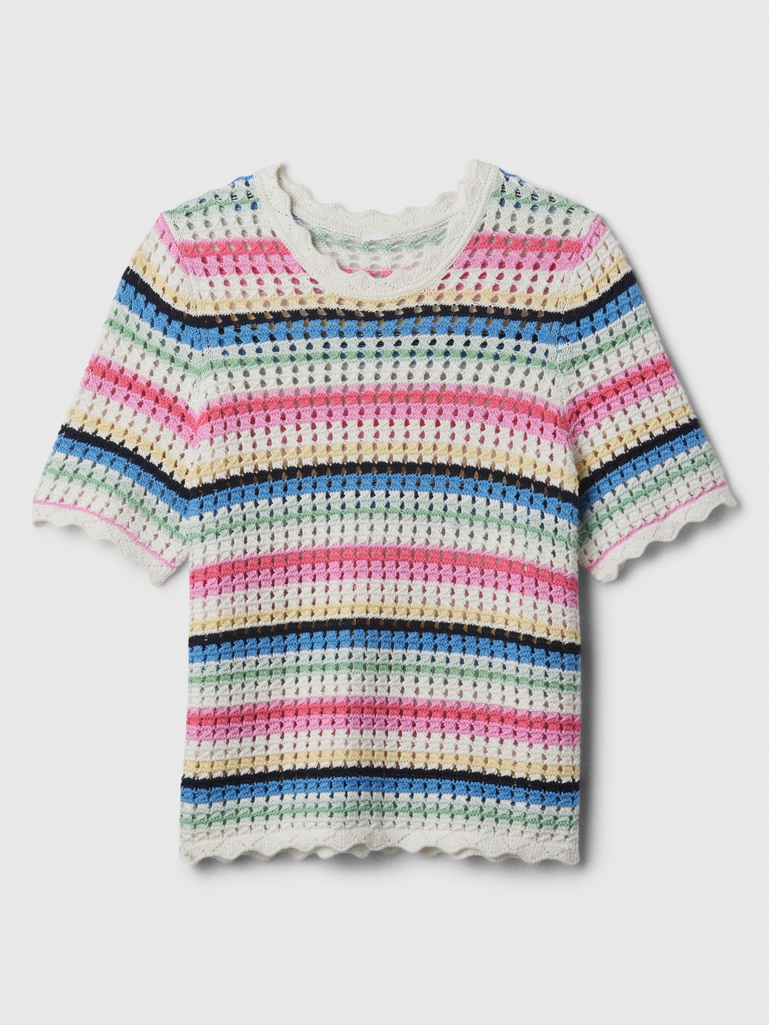 striped crochet knit shirt