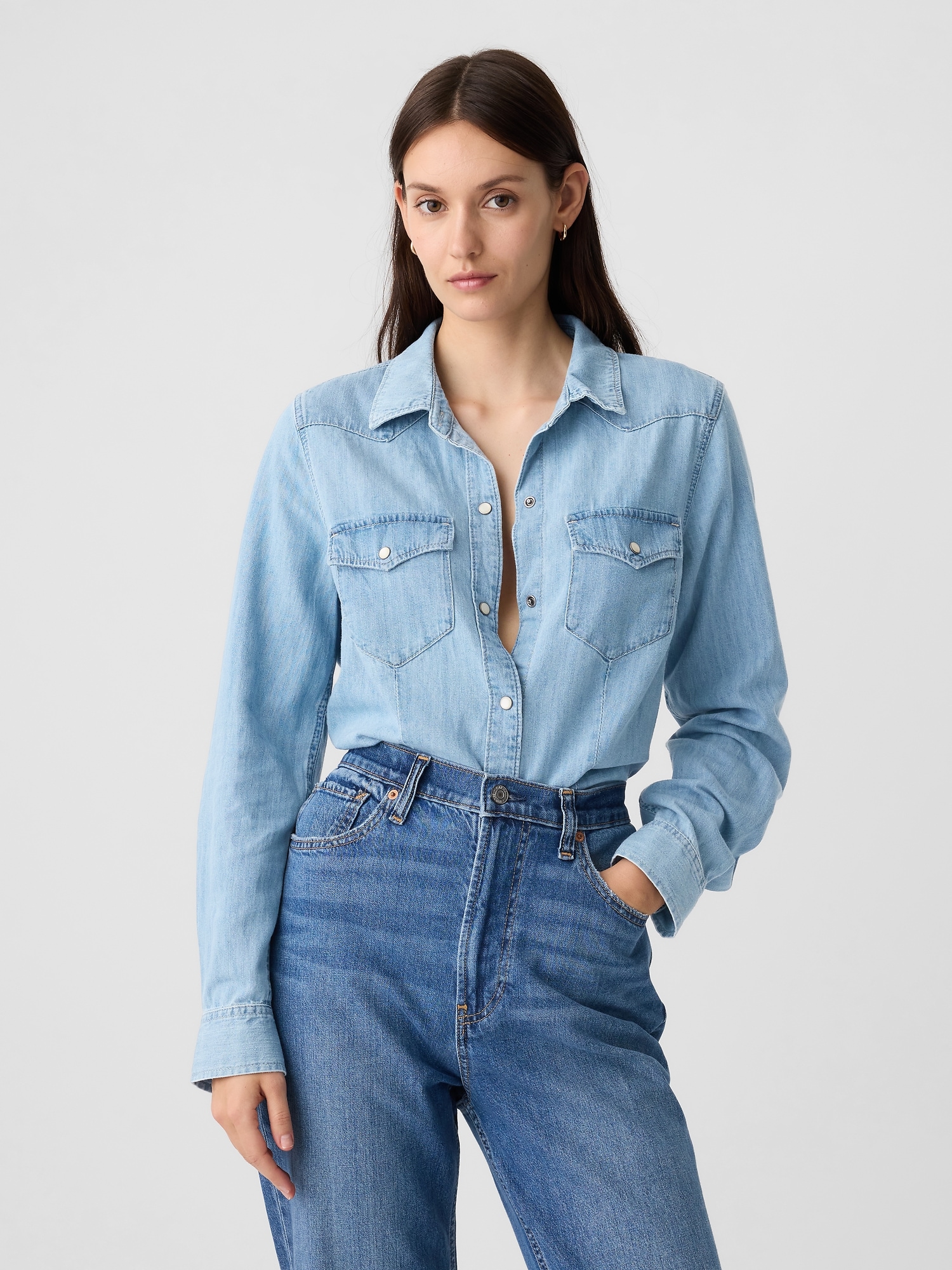 Fitted Denim Western Shirt