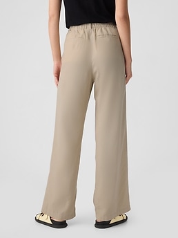 【2plan】Sandy Wide Work Pants SANDY & SID Womens Linen Pants High Waist Wide Leg Fabric