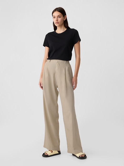 Image number 4 showing, Easy Wide-Leg Linen-Blend Trousers