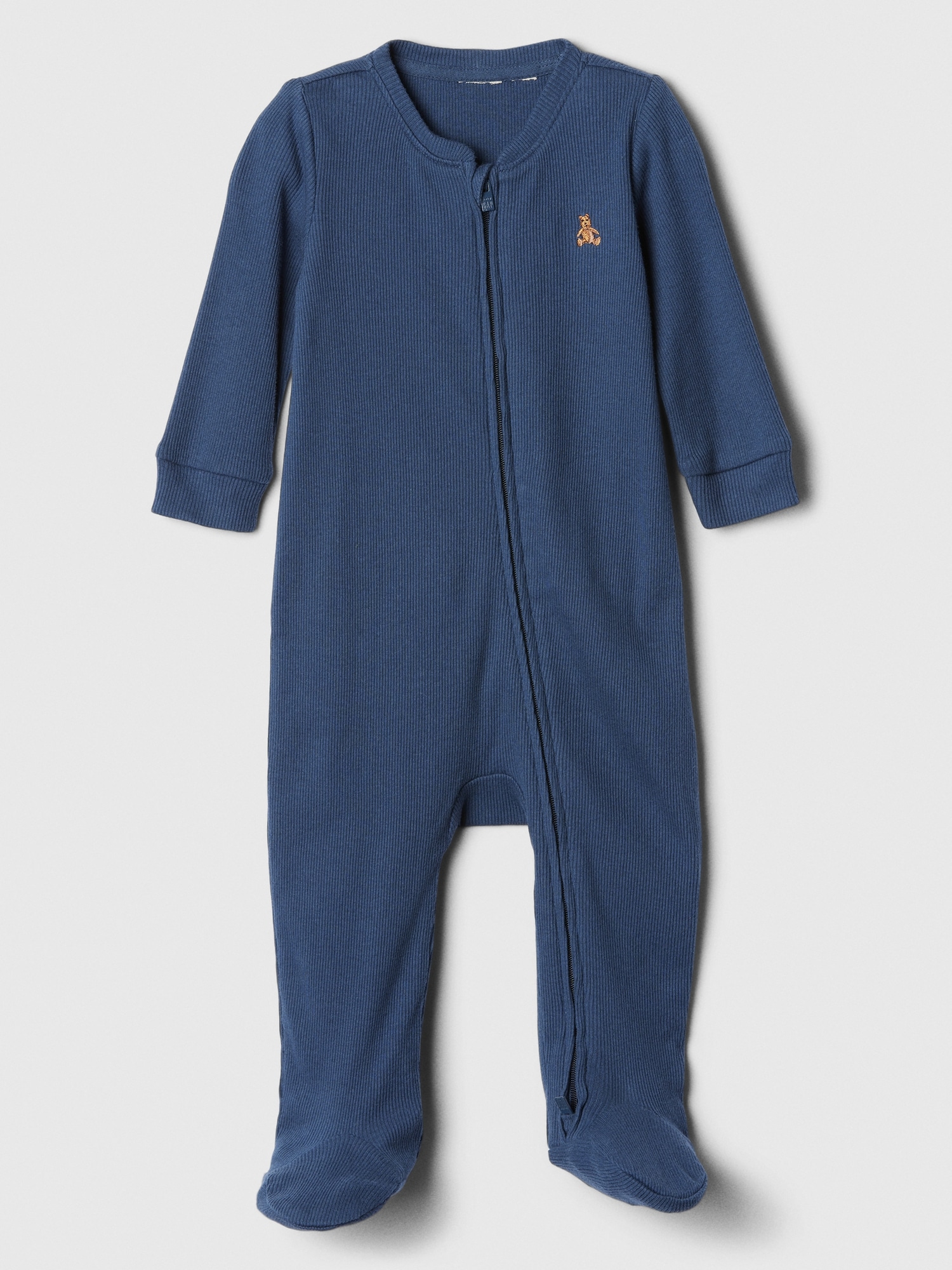 Baby Ribbed Two-Way Zip One-Piece