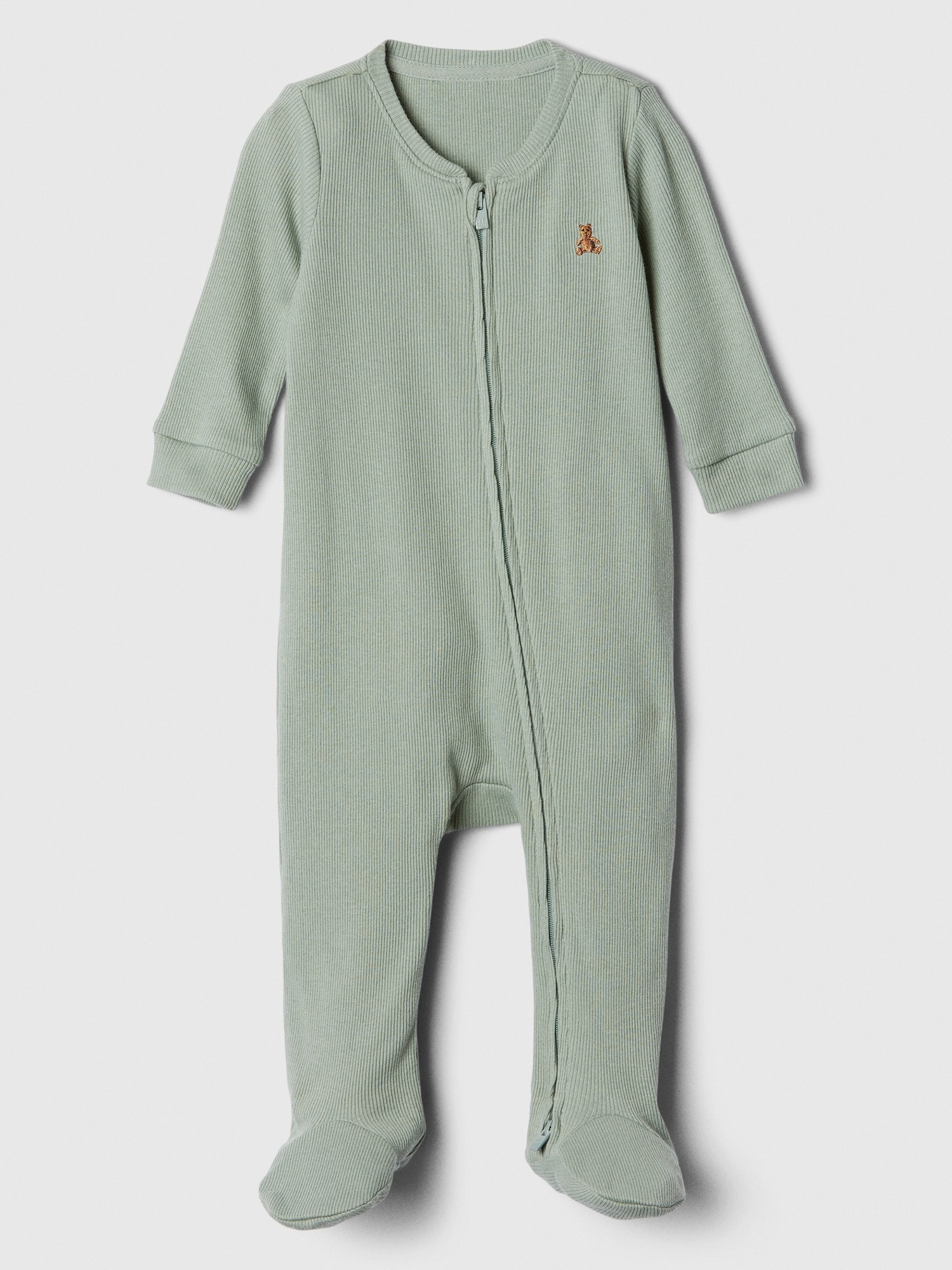 Baby Ribbed Two-Way Zip One-Piece