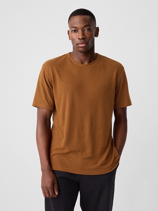 argue LINEN×COTTON PERFECT WIDE T-SHIRTS Relaxed Linen-Blend T-Shirt | Gap Factory