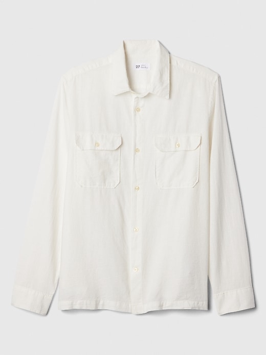 Image number 3 showing, Linen-Blend Utility Shirt