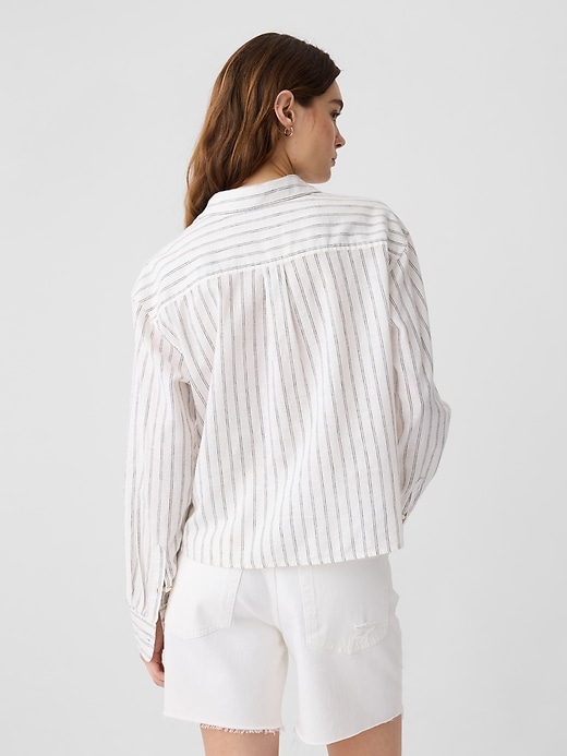 Image number 2 showing, Cropped Linen-Blend Shirt