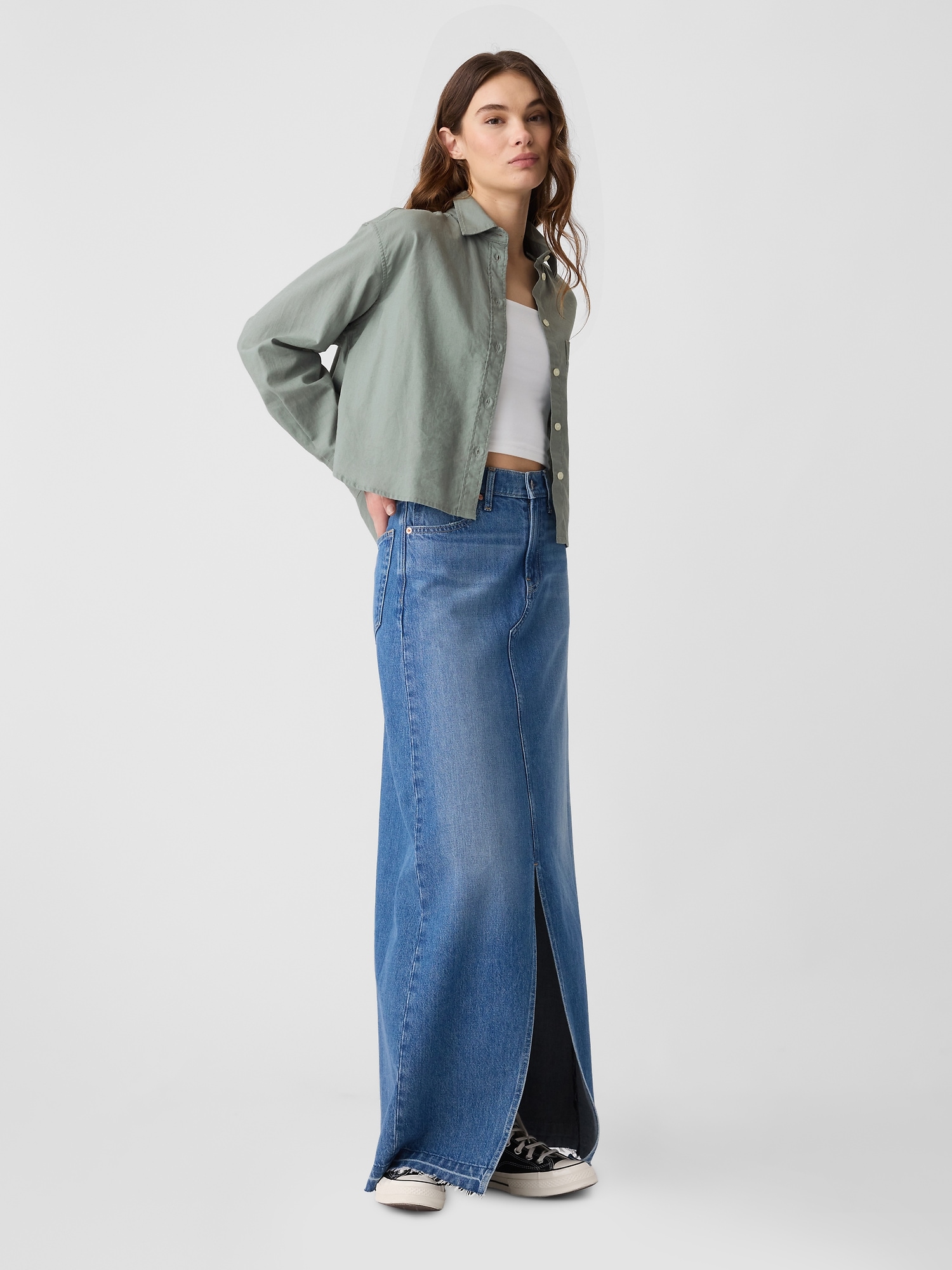 Cropped Linen-Blend Shirt | Gap Factory