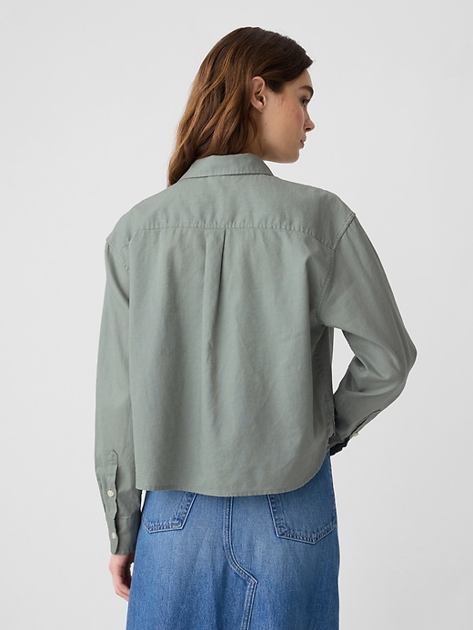 Image number 2 showing, Cropped Linen-Blend Shirt
