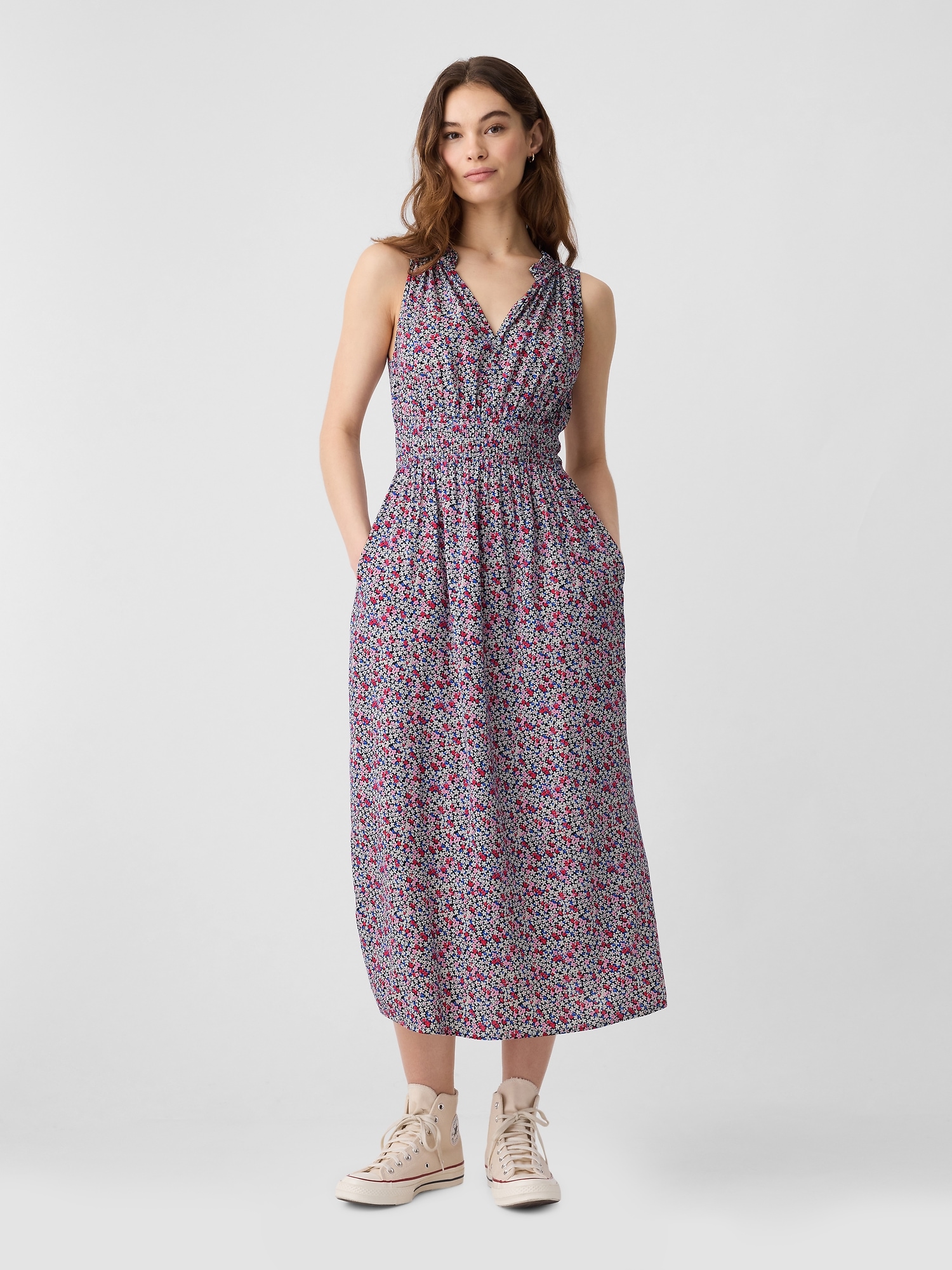 Print Splitneck Maxi Dress