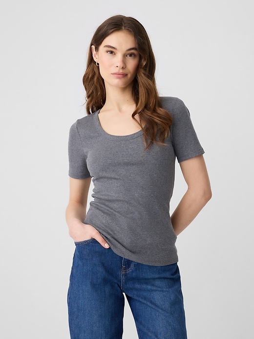 Image number 8 showing, Ribbed Scoopneck T-Shirt