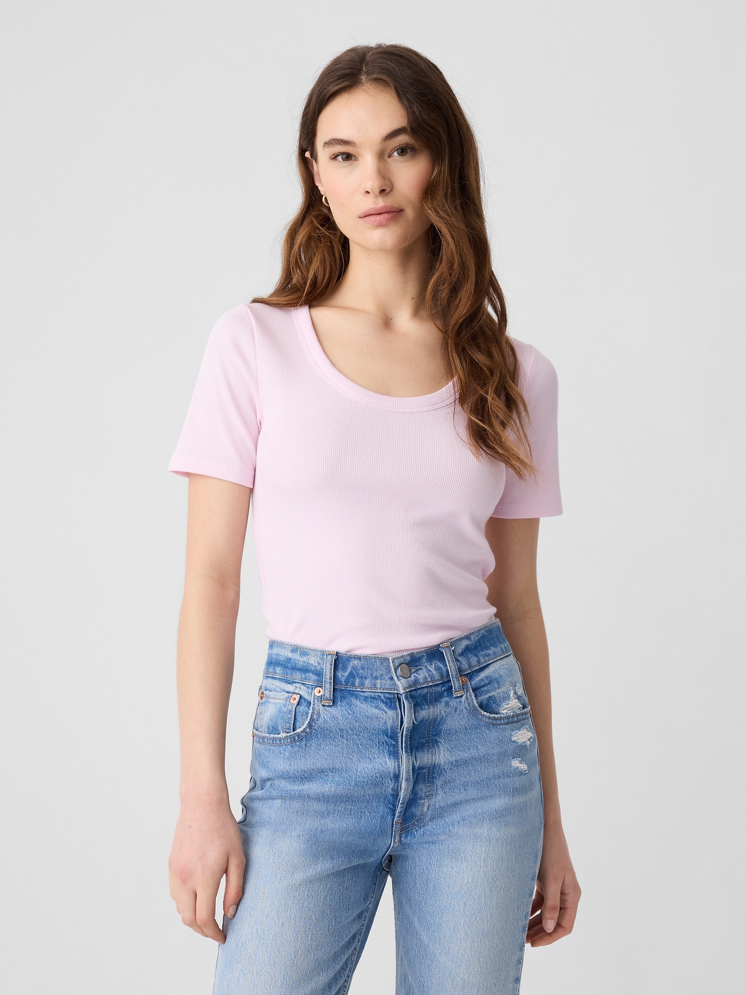 Ribbed Scoopneck T-Shirt