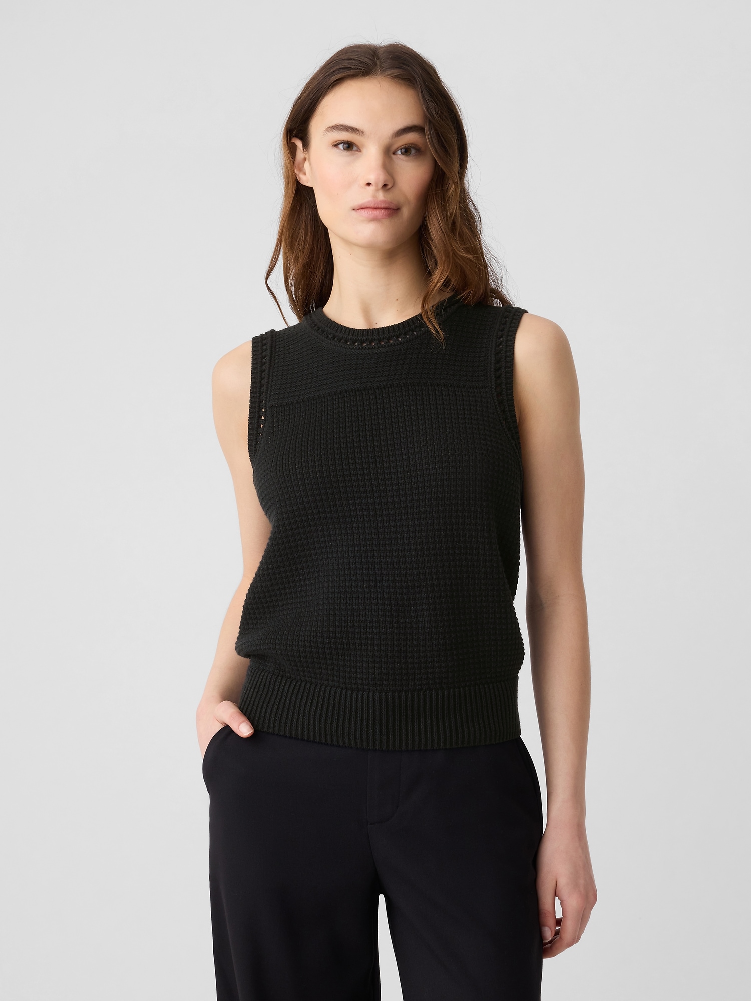 Crochet High Neck Sweater Tank