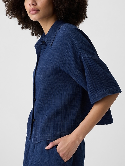 Image number 9 showing, Relaxed Cropped Gauze Shirt