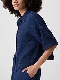 Relaxed Cropped Gauze Shirt