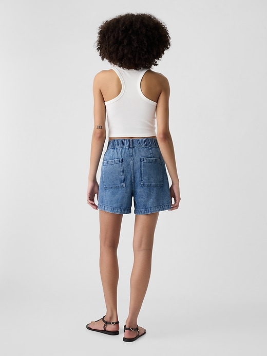 Image number 4 showing, 4" Mid Rise Denim Utility Shorts