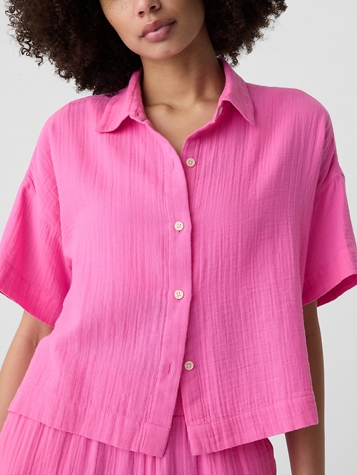 Image number 4 showing, Relaxed Cropped Gauze Shirt