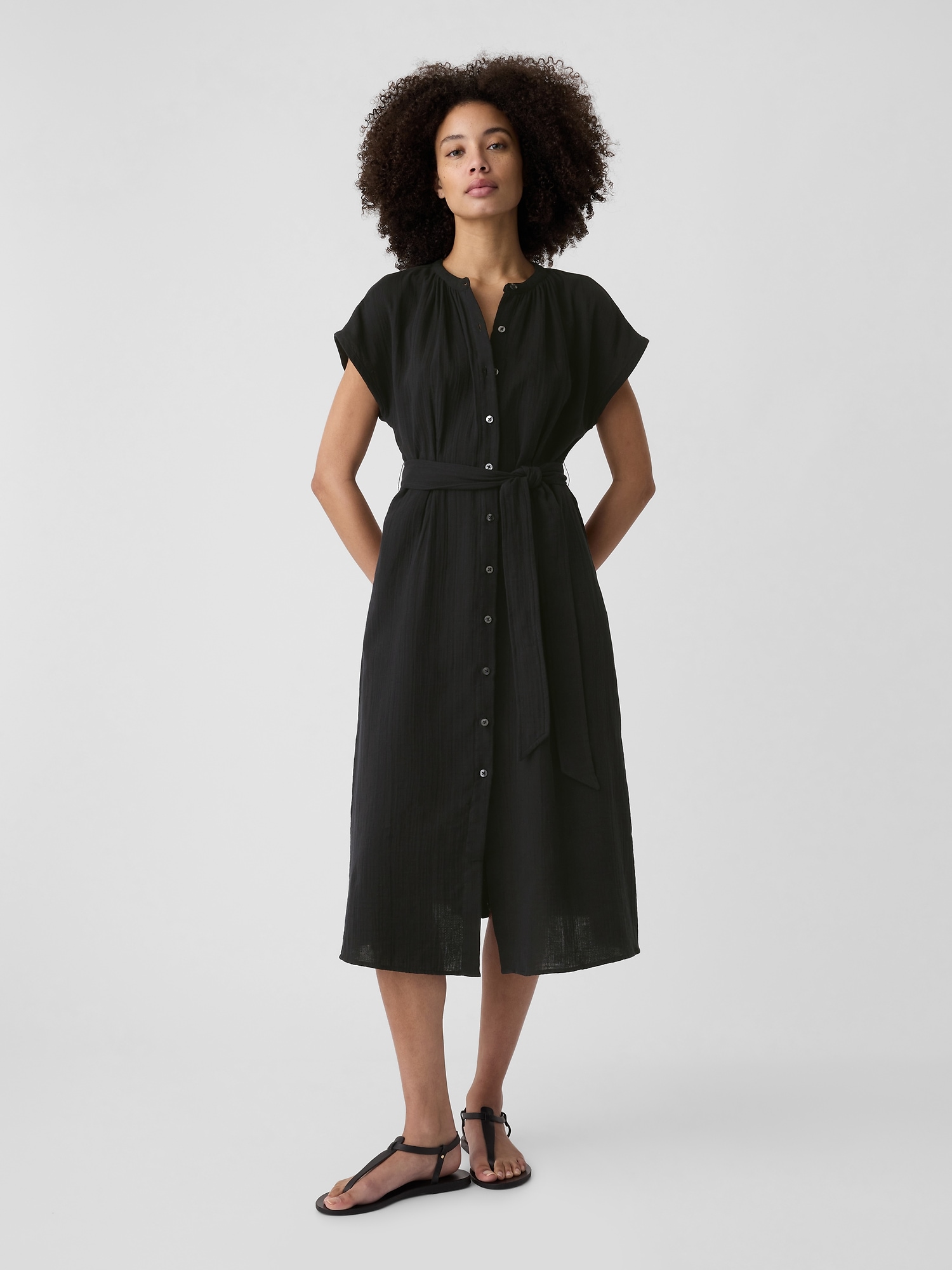 Gauze Midi Shirtdress