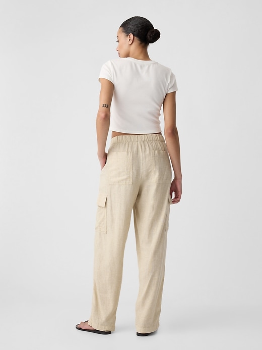 Image number 4 showing, Linen-Blend Parachute Cargo Pull-On Pants