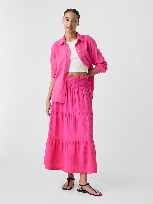 Image number 1 showing, Gauze Smocked Maxi Skirt