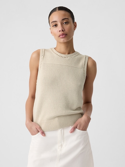 Image number 7 showing, Crochet High Neck Sweater Tank