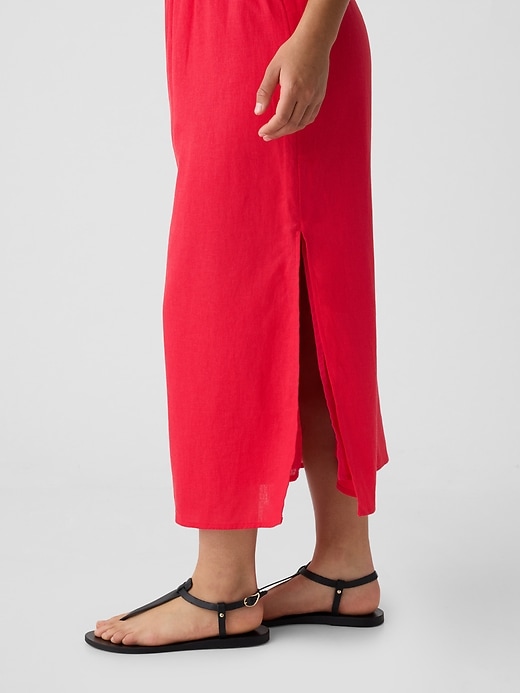 Image number 4 showing, Linen-Blend Midi Slip Skirt