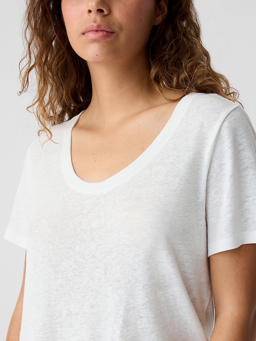 Image number 4 showing, Relaxed Linen-Blend Scoopneck T-Shirt