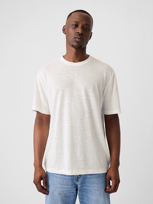 Image number 8 showing, Relaxed Linen-Blend T-Shirt
