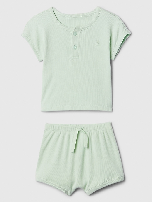 Image number 1 showing, Baby Ribbed Henley Two-Piece Outfit Set