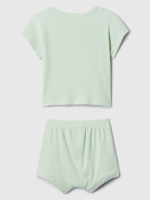 Image number 2 showing, Baby Ribbed Henley Two-Piece Outfit Set