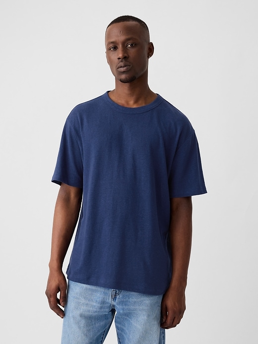 Image number 1 showing, Relaxed Linen-Blend T-Shirt