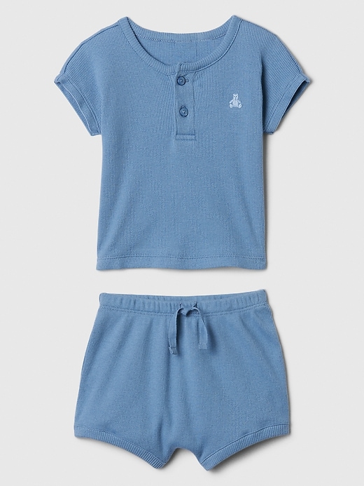 Image number 3 showing, Baby Ribbed Henley Two-Piece Outfit Set
