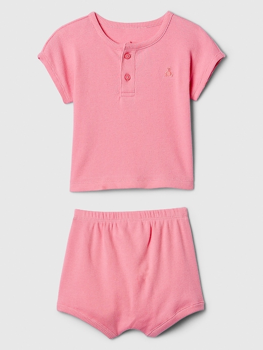 Image number 4 showing, Baby Ribbed Henley Two-Piece Outfit Set