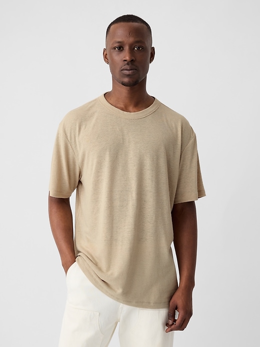 Image number 5 showing, Relaxed Linen-Blend T-Shirt