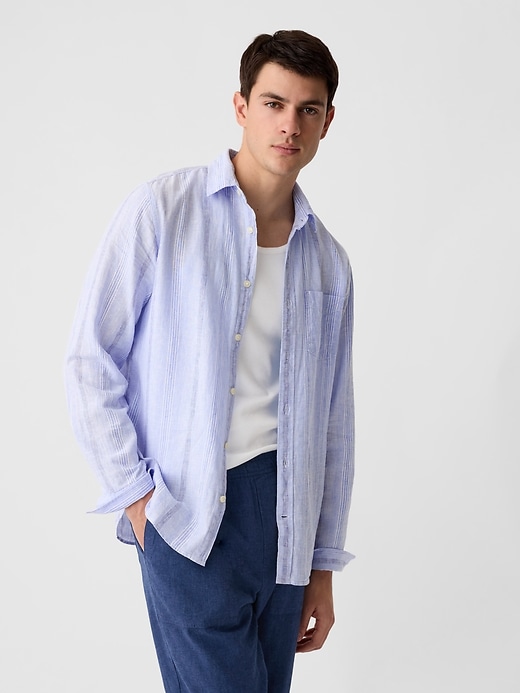 Image number 1 showing, Linen-Blend Shirt in Standard Fit