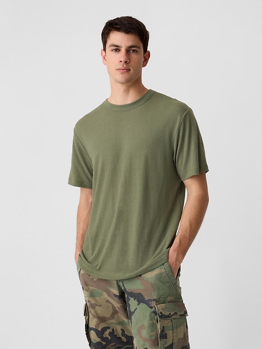 Image number 5 showing, Relaxed Linen-Blend T-Shirt