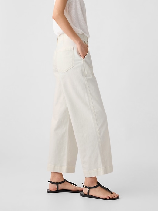 Image number 3 showing, High Rise Wide-Leg Utility Crop Jeans