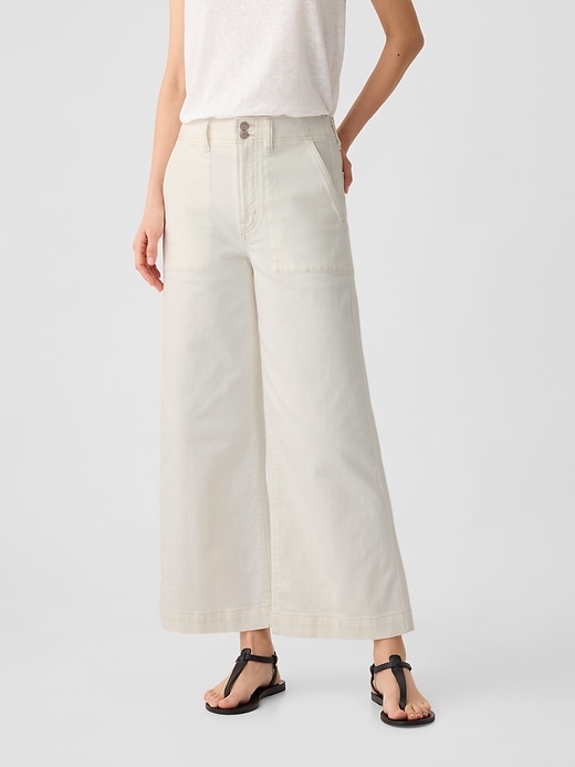 Image number 2 showing, High Rise Wide-Leg Utility Crop Jeans