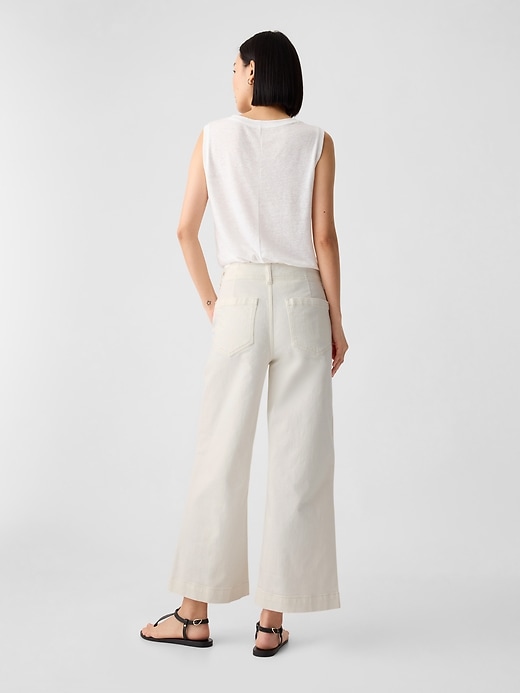 Image number 4 showing, High Rise Wide-Leg Utility Crop Jeans
