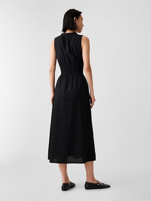 Image number 2 showing, Linen-Blend Splitneck Maxi Dress