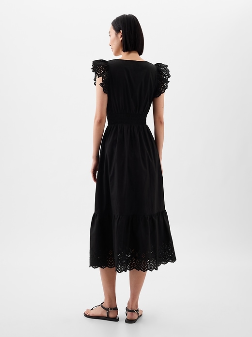 Eyelet Flutter Sleeve Midi Dress | Gap Factory