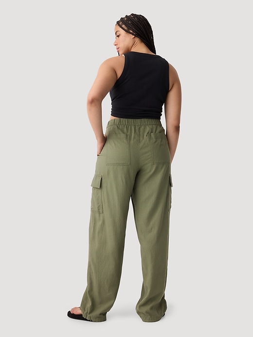 Image number 6 showing, Linen-Blend Parachute Cargo Pull-On Pants