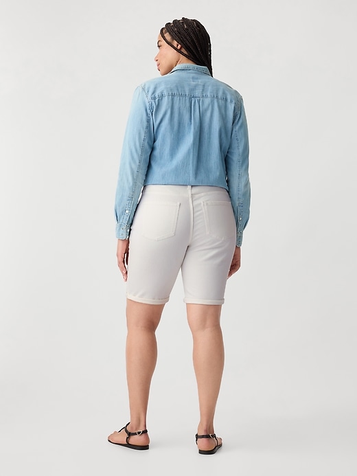 Image number 6 showing, 9" Mid Rise Denim Bermuda Shorts