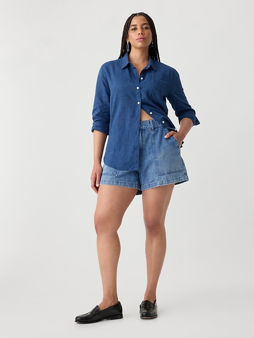 Image number 5 showing, 4" Mid Rise Denim Utility Shorts