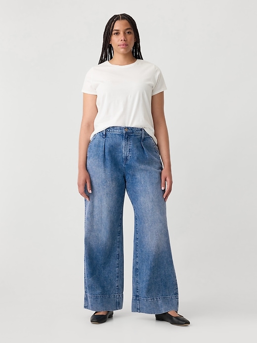 Image number 5 showing, High Rise Wide-Leg Pleated Trousers