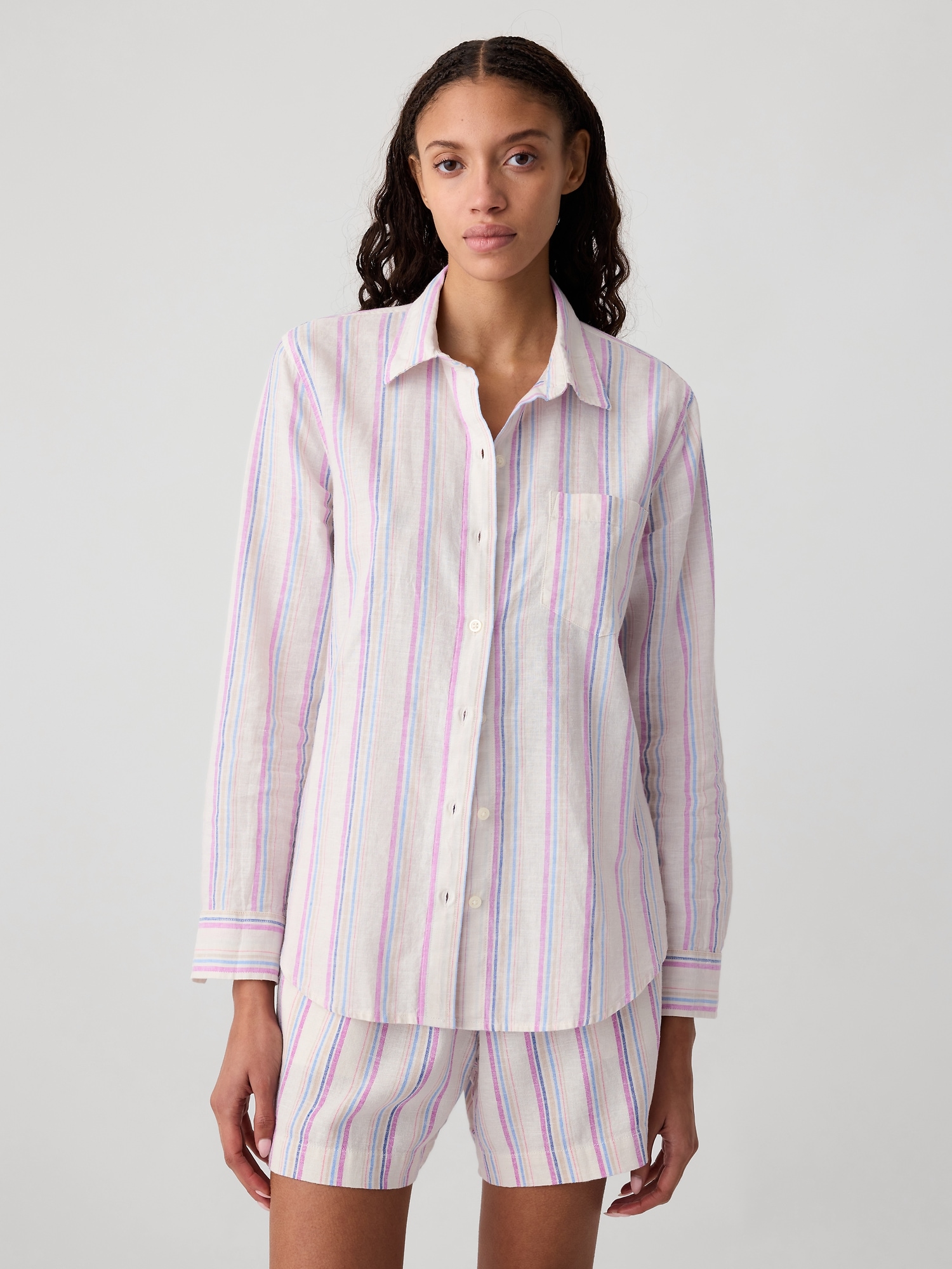 Linen-Blend Easy Shirt