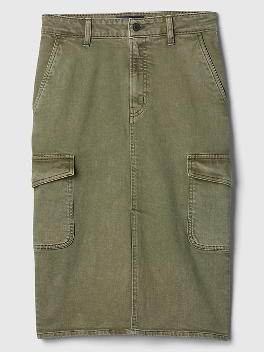 Image number 5 showing, Denim Midi Cargo Pencil Skirt