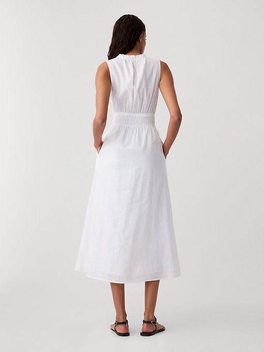 Image number 2 showing, Linen-Blend Splitneck Maxi Dress