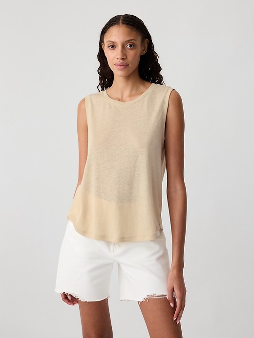 Image number 1 showing, Linen-Blend Tank Top